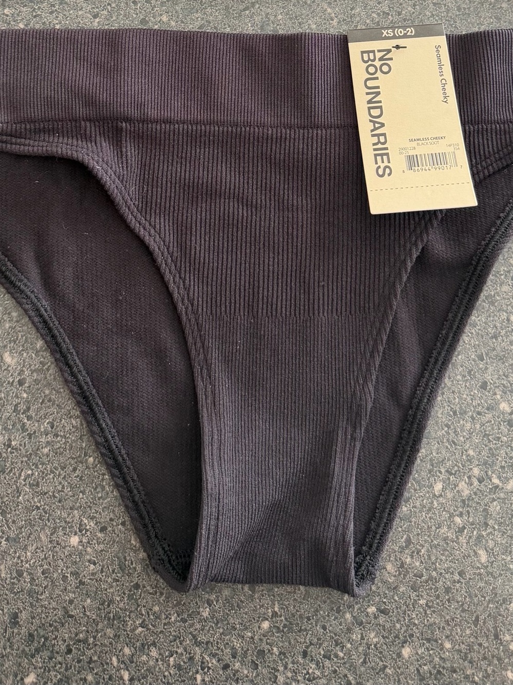 Boundaries NWT Black Soot Seamless Cheeky Panties Ribbed Underwear Size XS